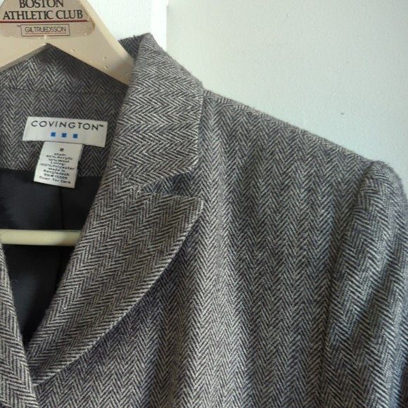 Covington Women's 8 Brown Tweed Wool Blend Blazer Jacket 3 Button classic - Picture 6 of 9